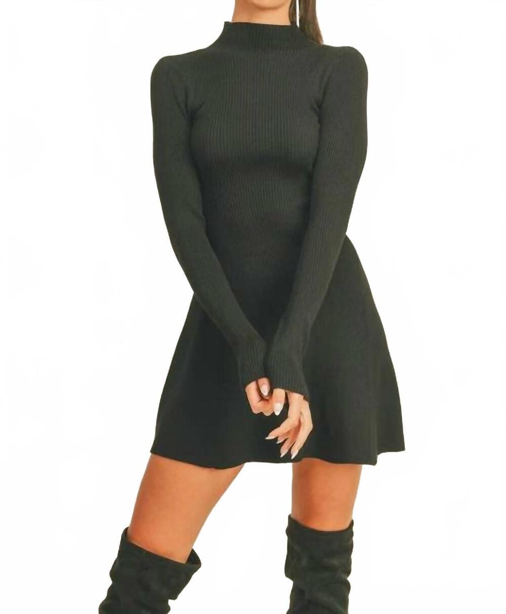 NEW KLESIS ribbed long sleeve mini dress in black